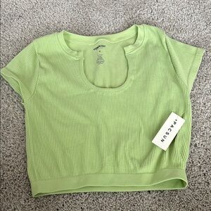 PacSun Green Ribbed Contour Cropped Tee